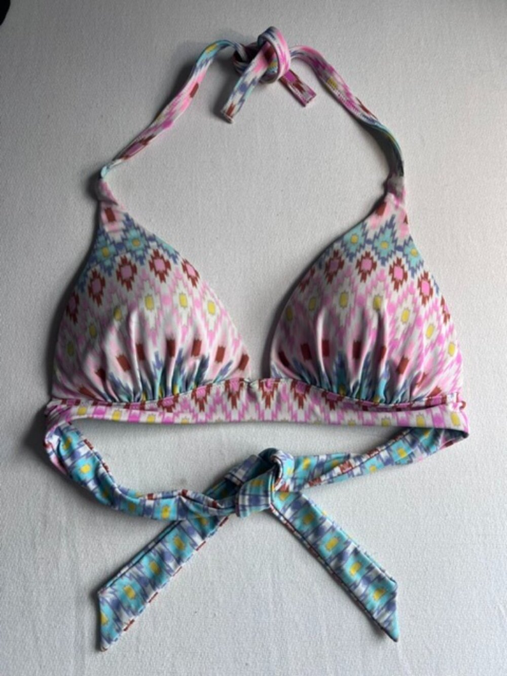 Victoria's Secret VS halter-style bikini TOP colorful geometric Aztec tribal LG